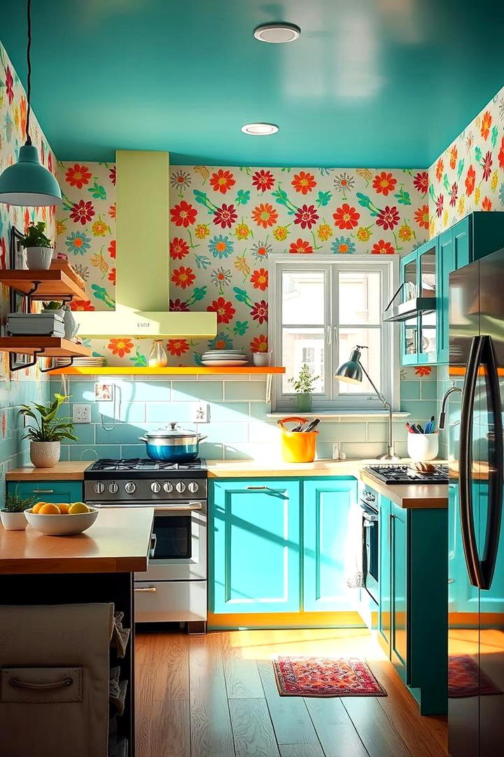 Bright and Cheerful Prints - 30 Kitchen Wallpaper Ideas