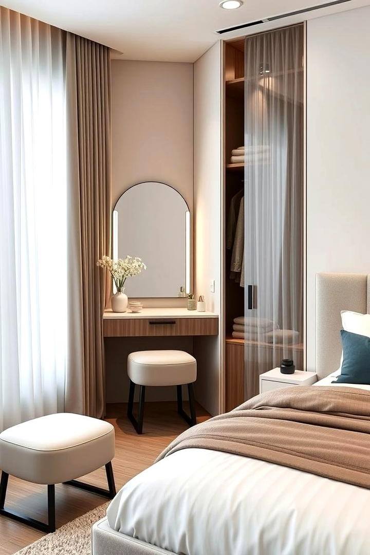 Built in Vanity and Wardrobe Combo - 30 Built-in Wardrobe Ideas Around a Bed