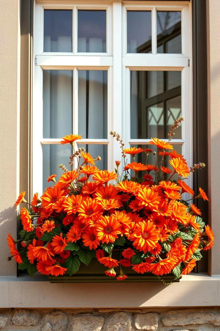 Burnt Orange Blossoms - 30 Fall Window Box Ideas