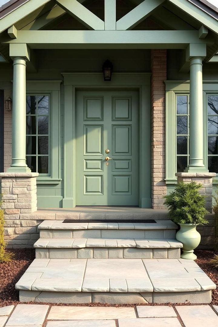 Calming Celadon Exterior - 30 Green Exterior House Paint Ideas