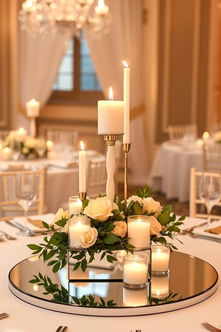 Candle and Mirror Centerpiece - 30 non-floral wedding centerpiece ideas