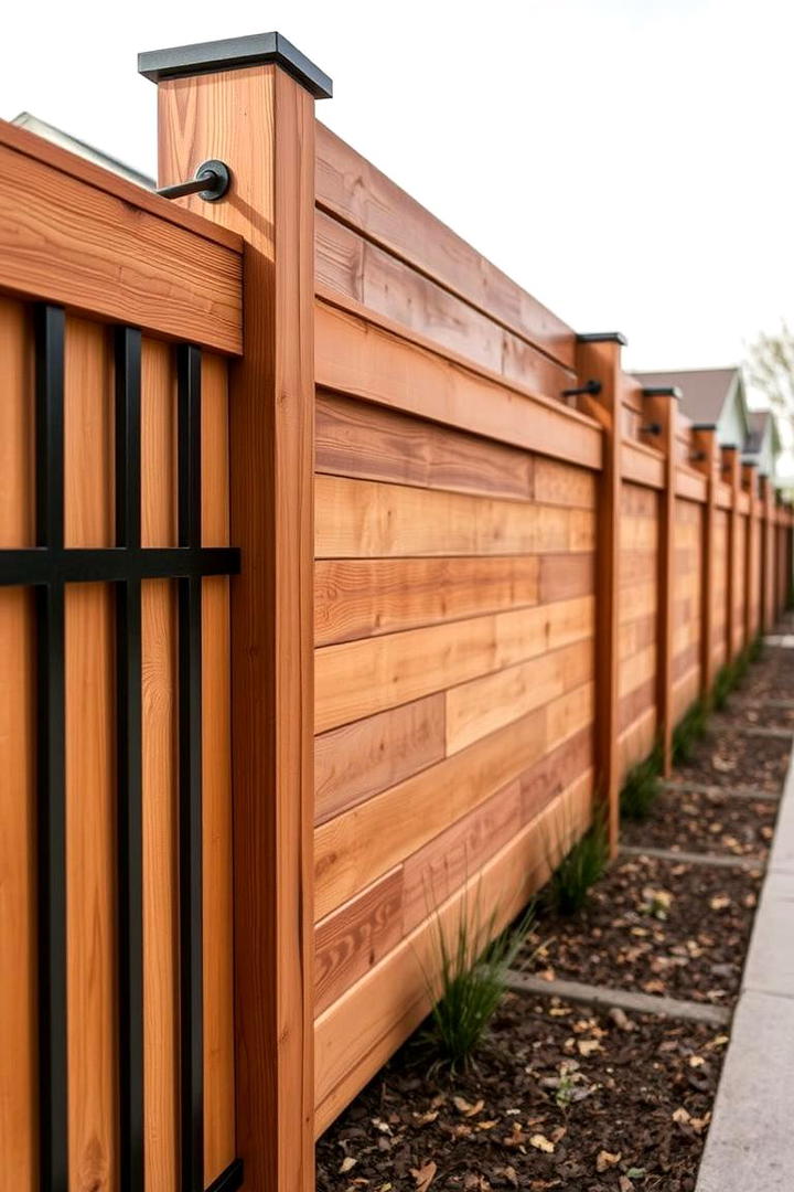 Cedar Fence with Iron Accents - 30 Cedar Fence Ideas