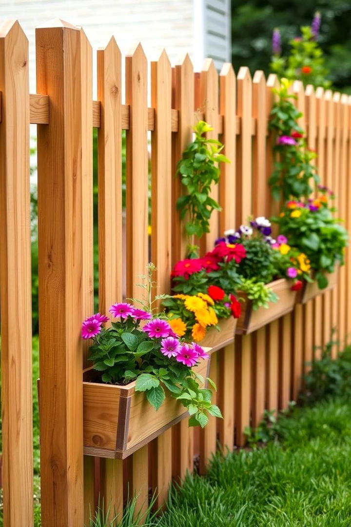 Cedar Fence with Planters - 30 Cedar Fence Ideas