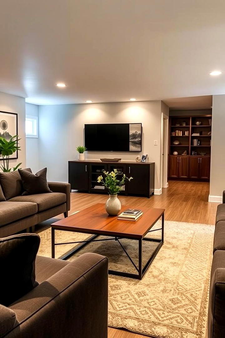 Centered Coffee Table Feature - 30 Basement Furniture Ideas