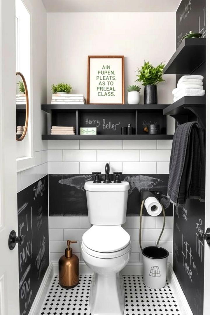 Chalkboard Painted Shelves - 30 Small Bathroom Shelving Ideas