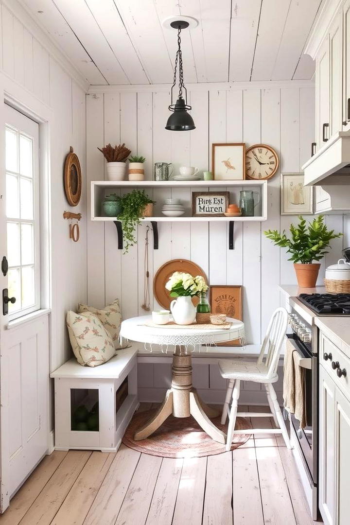 Charming Breakfast Nook - 30 Rustic White Kitchen Ideas