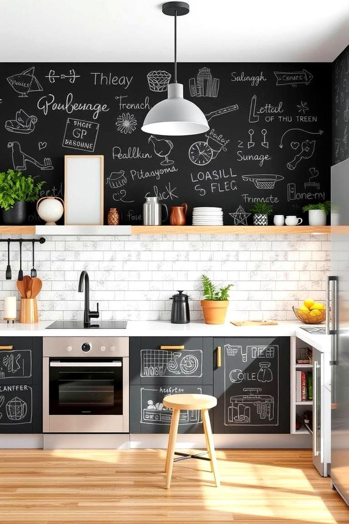 Charming Chalkboard Effects - 30 Kitchen Wallpaper Ideas