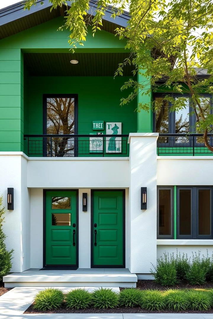 Charming Emerald Accents - 30 Green Exterior House Paint Ideas