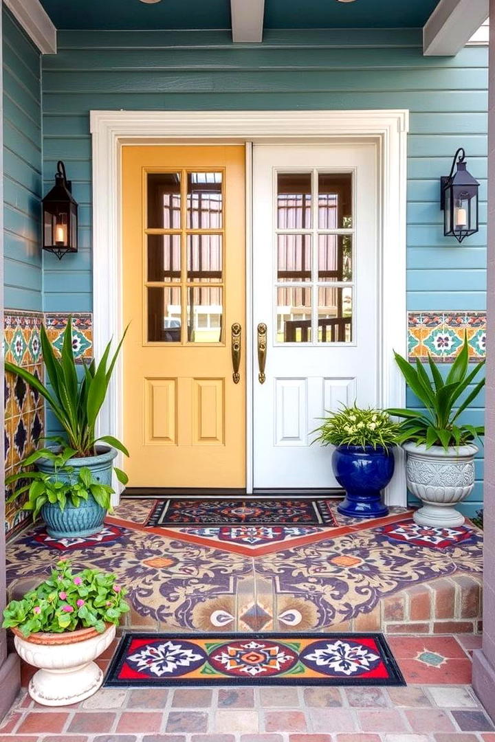 Charming Mosaic Accents - 30 Small Front Porch Ideas