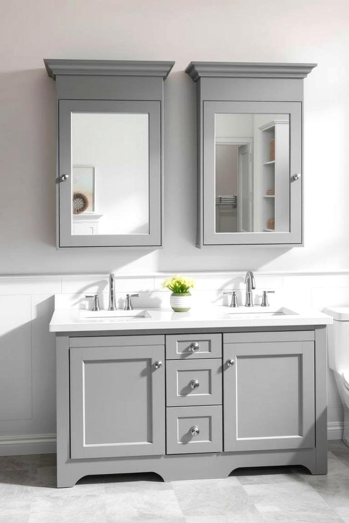 Charming Vanity Ensemble - 30 Grey and White Bathroom Ideas