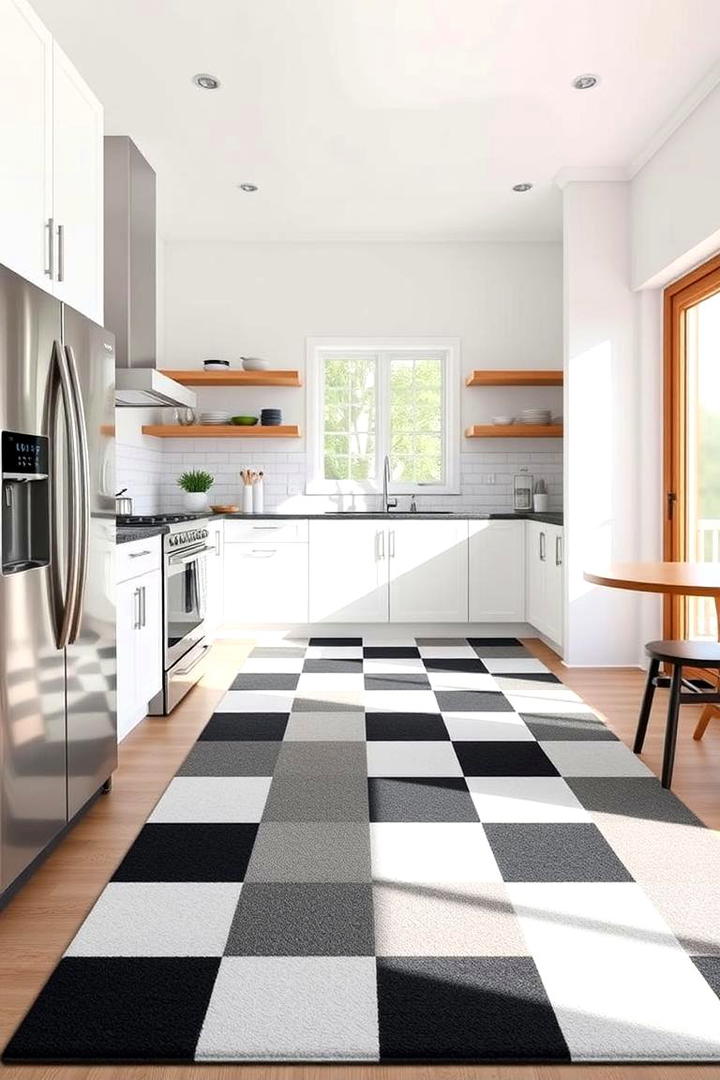 Checkerboard Design Rug - 30 Kitchen Rug Ideas