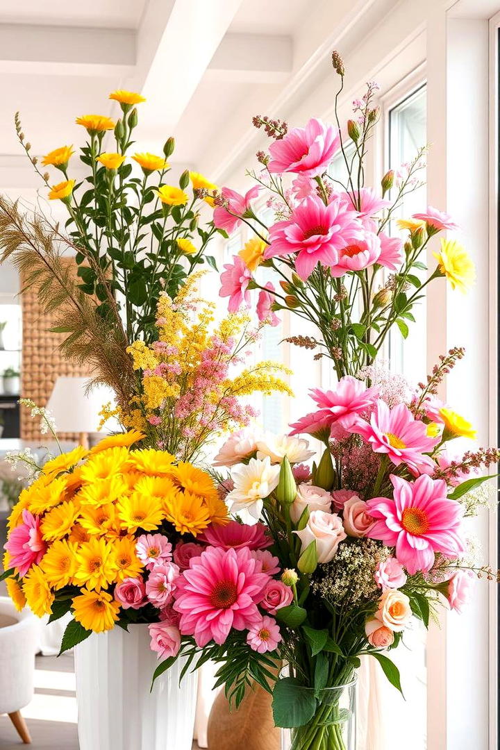 Cheerful Floral Arrangements - 30 How to Decorate With Yellow and Pink