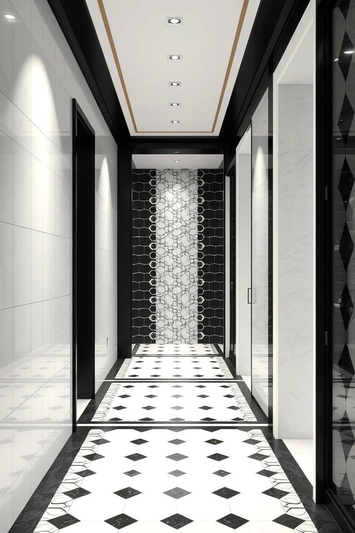 Chic Black and White Tiles - 30 Black and White Hallway Ideas