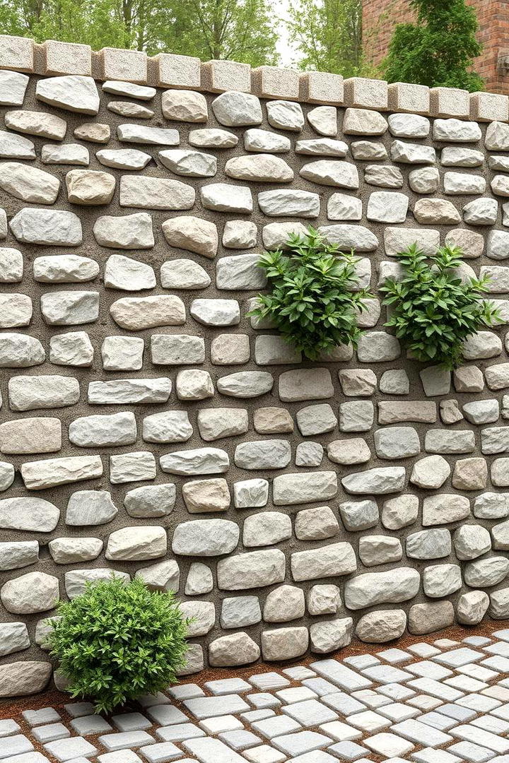 Chic Cobblestone Garden Wall - 30 Stone Wall Ideas