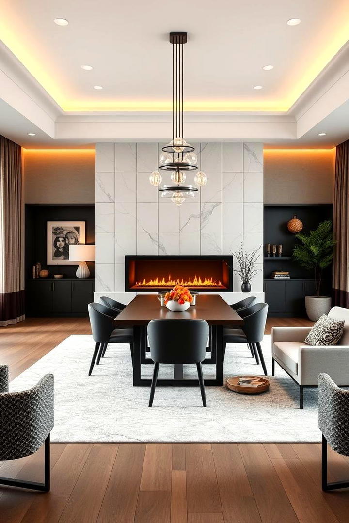 Chic Contemporary Appeal - 30 Dining Room With Fireplace