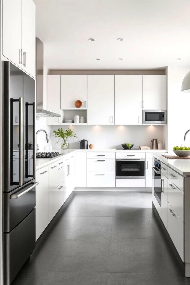 Chic Grey Kitchen with Integrated Appliances - 30 Kitchens With Grey Floors