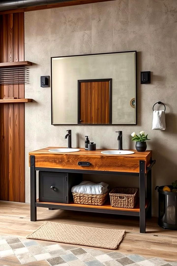 Chic Industrial Vanity Combo - 30 Small Bathroom Vanity Ideas