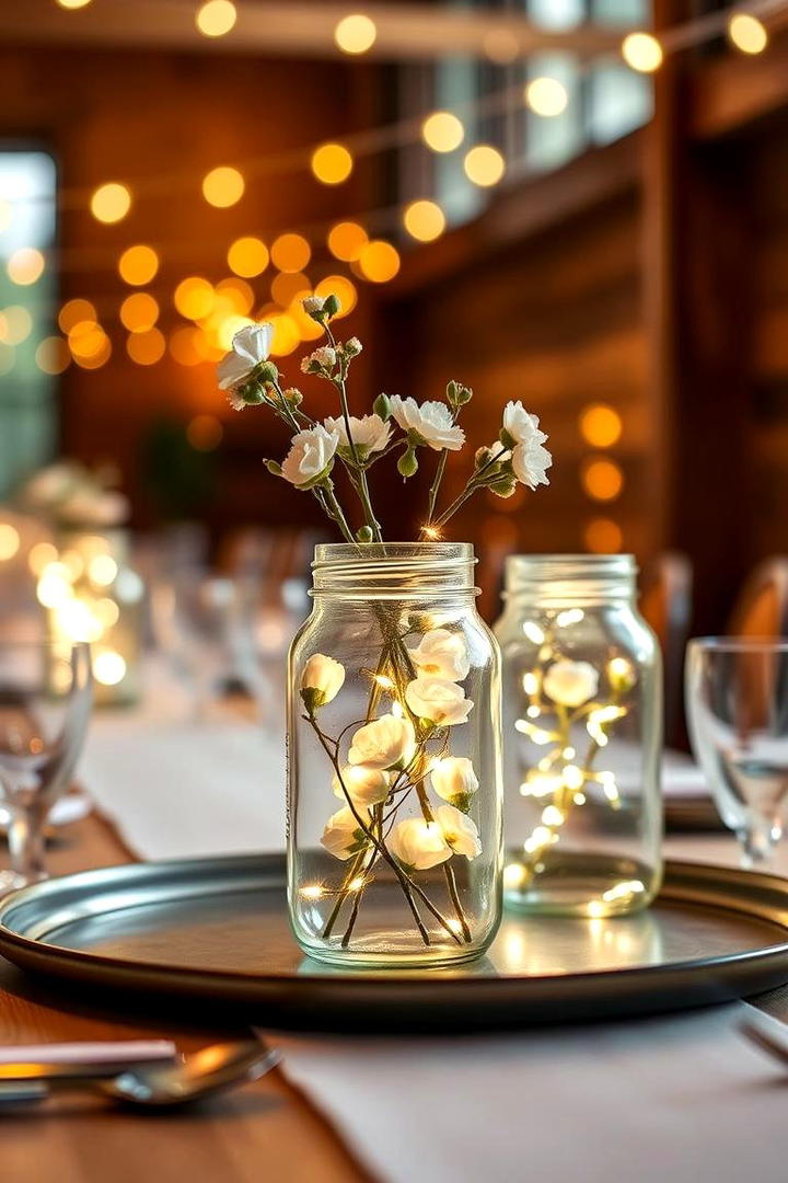 Chic Mason Jar Arrangement - 30 Baby Shower Centerpiece Ideas