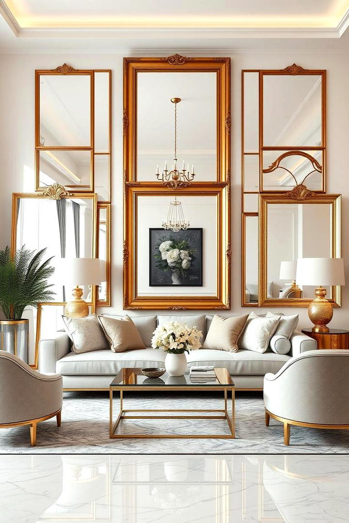 Chic Mirror Effects - 30 Glam Living Room Ideas