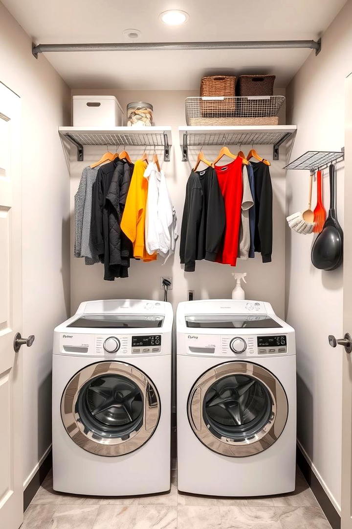 Chic Organization with Wall Racks - 30 basement laundry room ideas