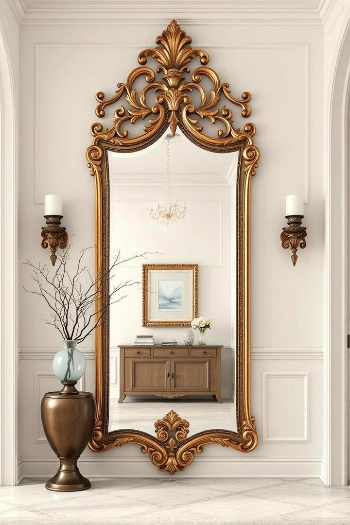 Chic Ornamental Mirror - 30 Entryway Mirror Ideas