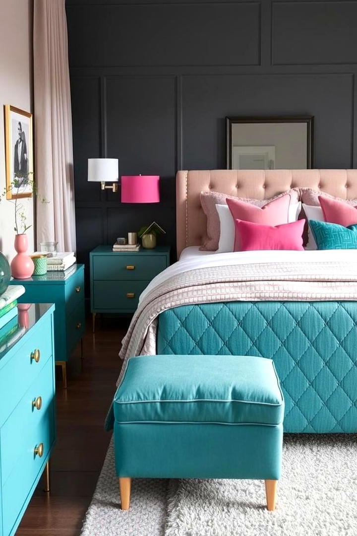 Chic Teal and Pink Accent Furniture - 30 Teal and Pink Bedroom Ideas