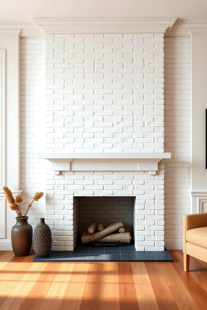 Chic White Brick Detailing - 30 White Brick Fireplace Ideas