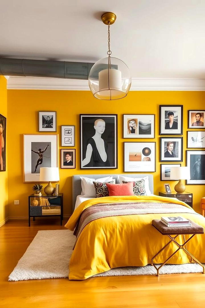 Chic Yellow Art Displays - 30 Yellow Bedroom Ideas