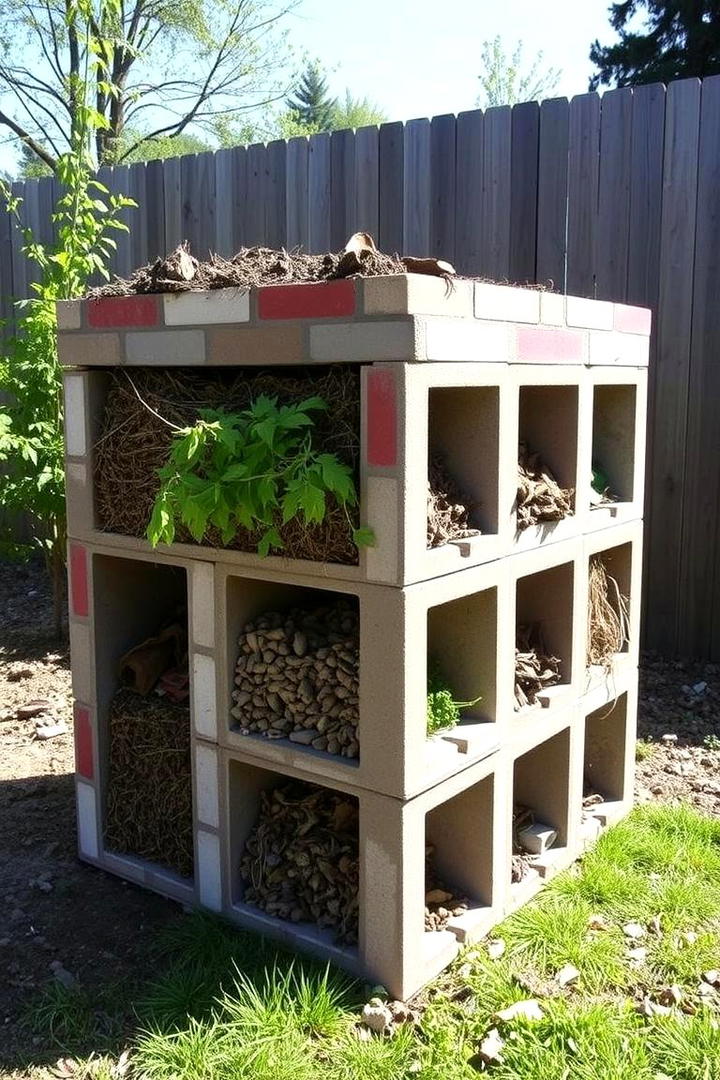 Cinder Block Mulch Organizer - 30 Cinder Block Garden Ideas