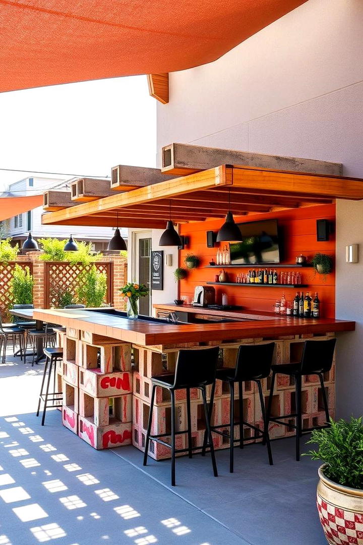 Cinder Block Outdoor Bar - 30 Cinder Block Garden Ideas