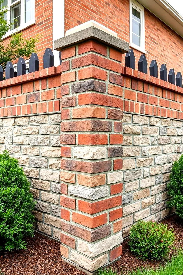 Classic Brick and Stone Corner Fence - 30 Corner Fence Ideas