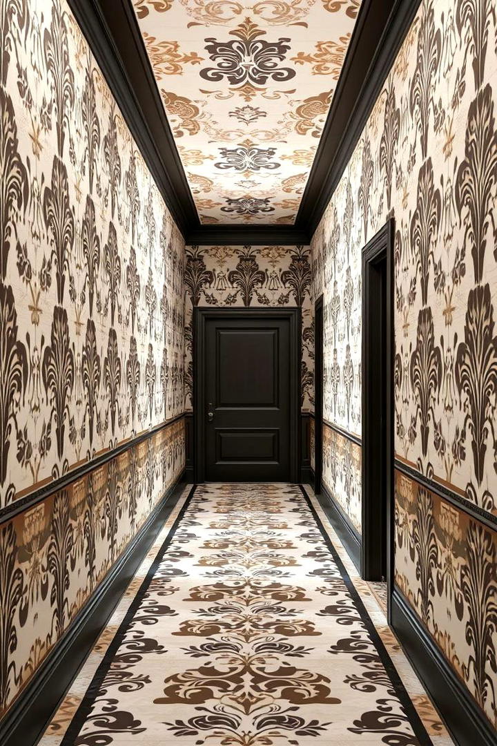 Classic Damask Patterns for a Regal Hallway - 30 Hallway Wallpaper Ideas