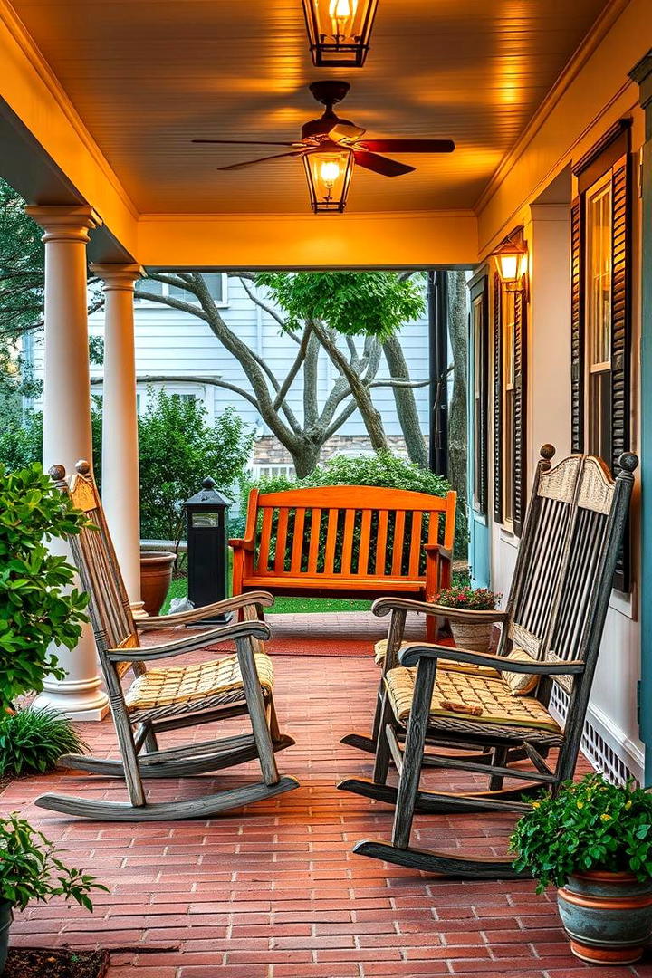 Classic Rocking Chairs and Porch Swing - 30 Southern Front Porch Ideas