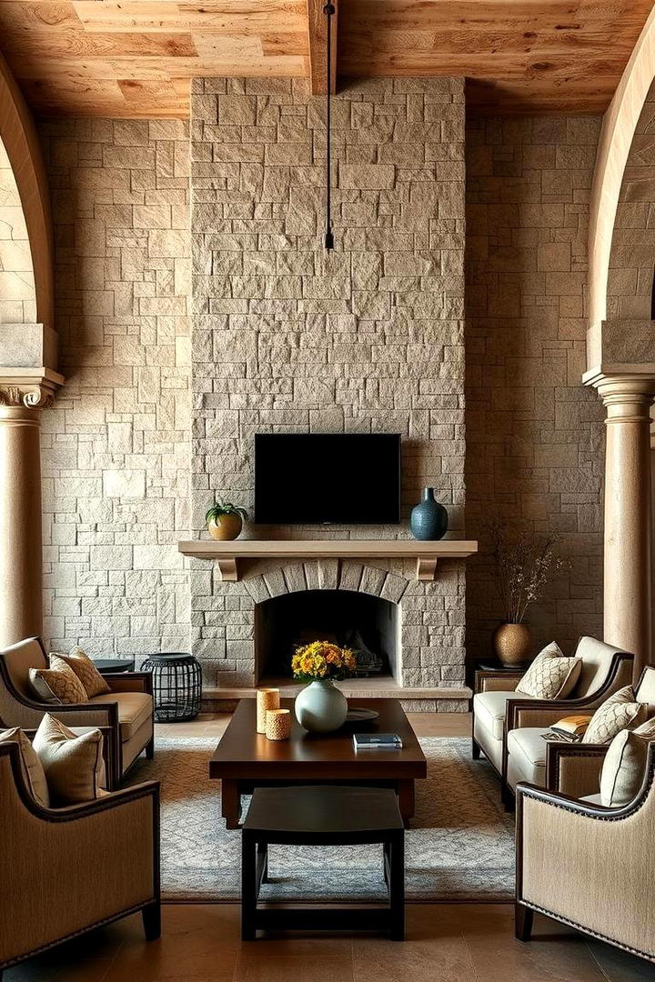 Classic Stone Features - 30 Mediterranean Living Room Ideas