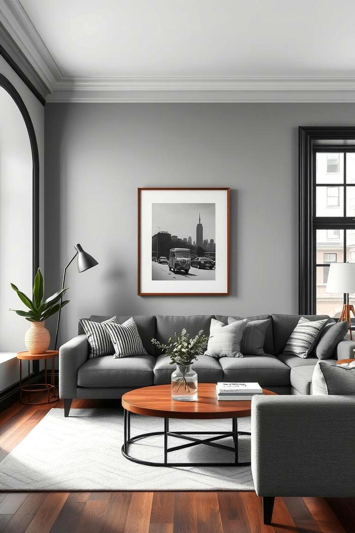 Classic Urban Style - 30 living room grey walls black trim