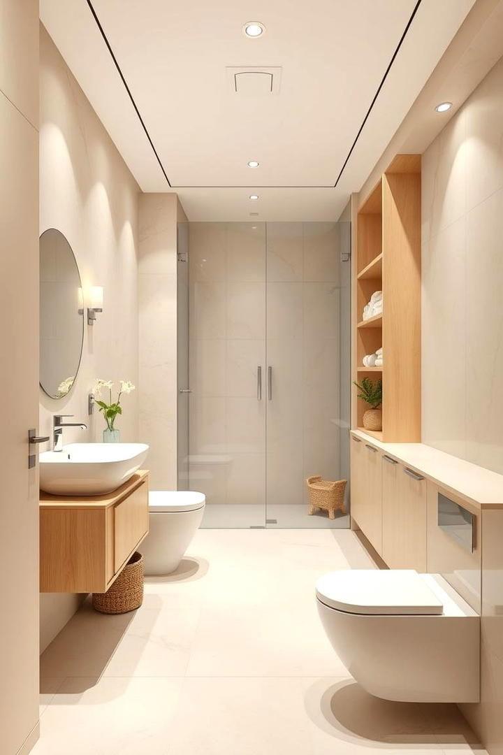 Clean Continuity and Flow - 30 Beige Bathroom Ideas