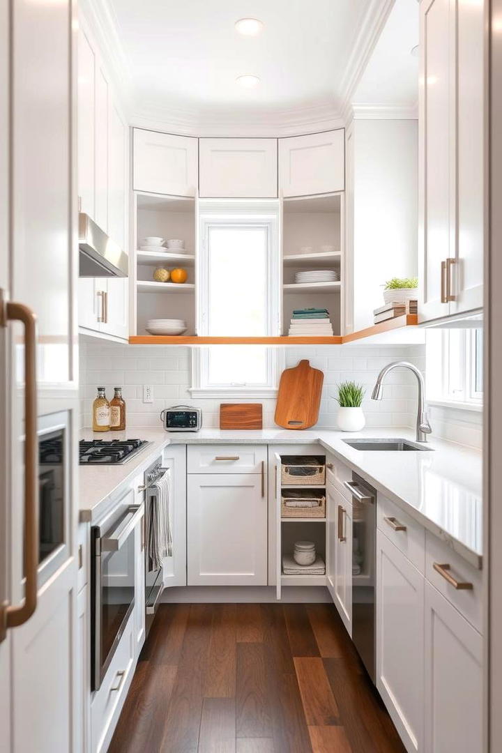 Clever Corner Cabinets - 30 Galley Kitchen Ideas