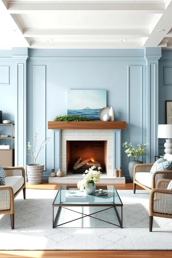 Coastal Blue Serenity - 30 Fireplace Paint Ideas