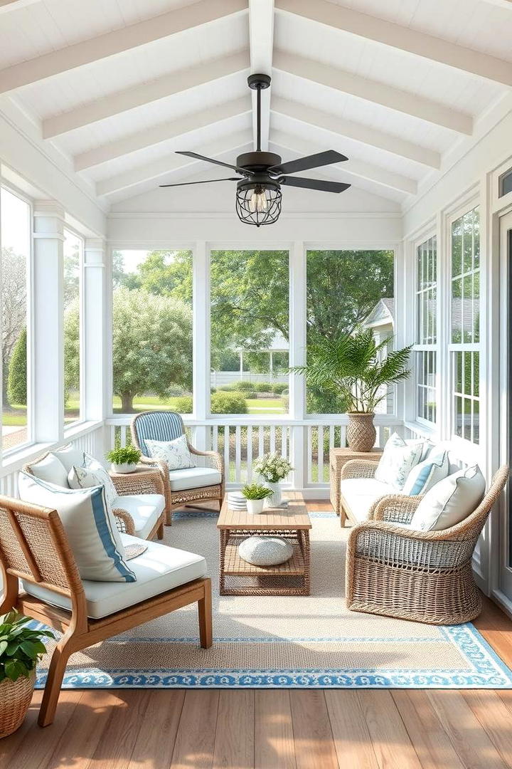 Coastal Breeze Escape - 30 Enclosed Porch Ideas