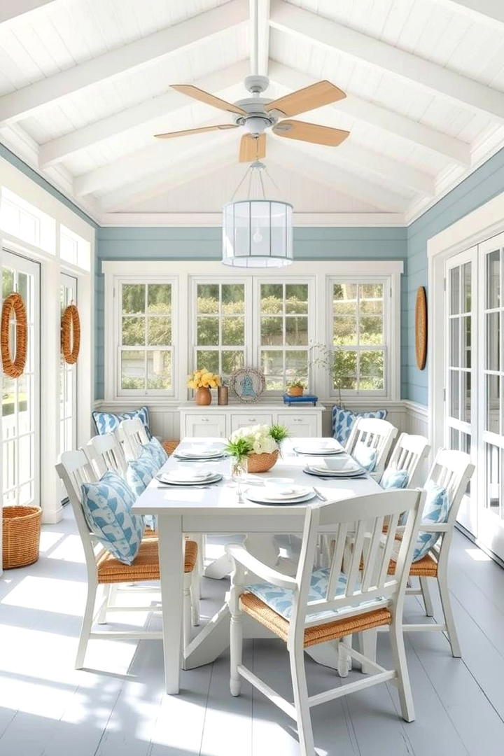 Coastal Breeze Sunroom Dining - 30 Sunroom Dining Room Ideas