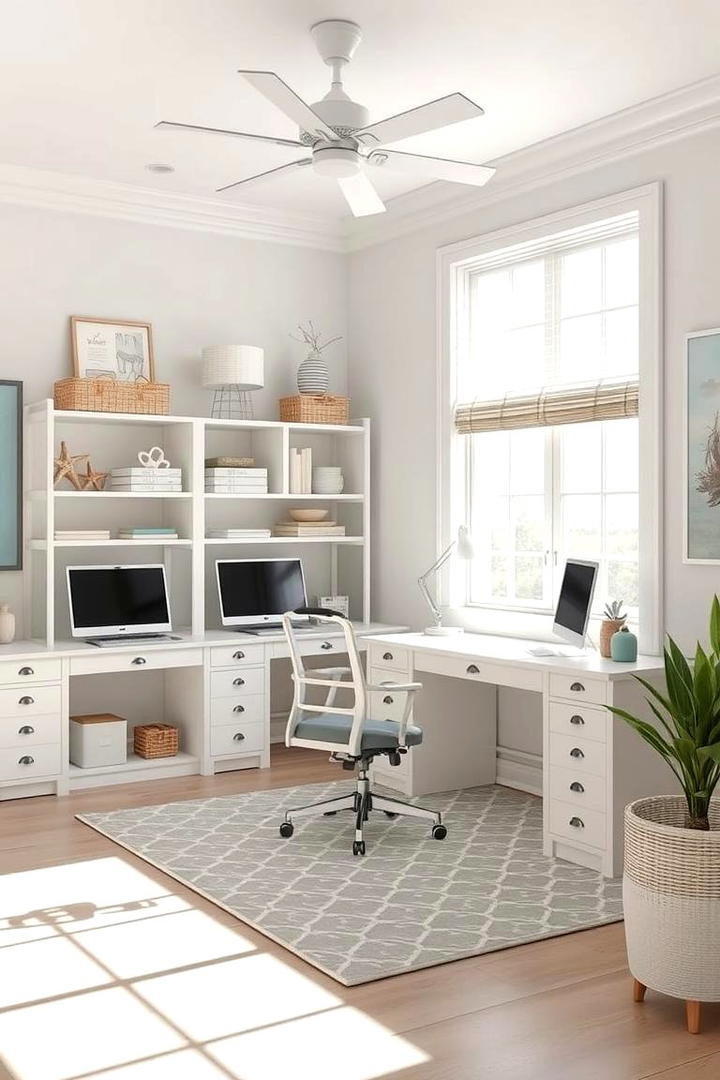 Coastal Chic Home Office - 30 Preppy Room Ideas