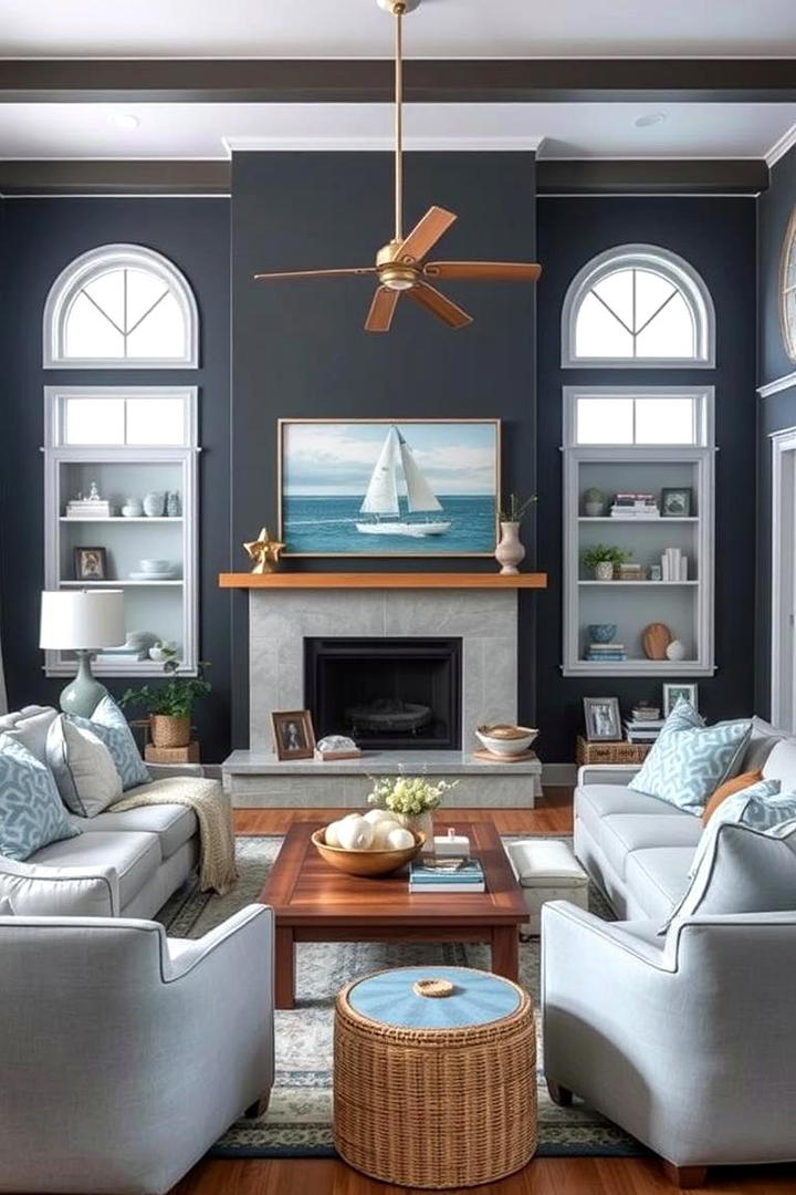 Coastal Cool - 30 Contrasting Living Rooms With Dark Grey Walls