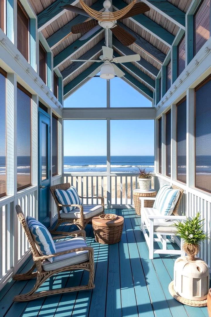 Coastal Themed Screened Deck - 30 Screened-in Deck Ideas