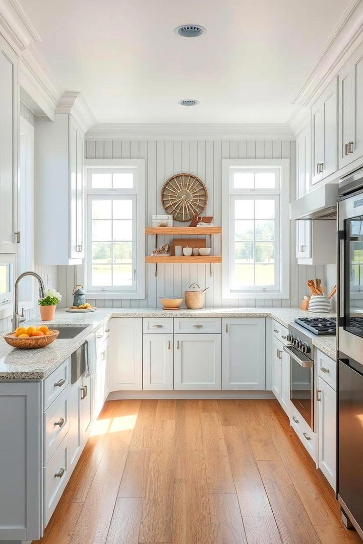 Coastal U Shaped Kitchen with Nautical Touches - 30 U Shaped Kitchen Ideas