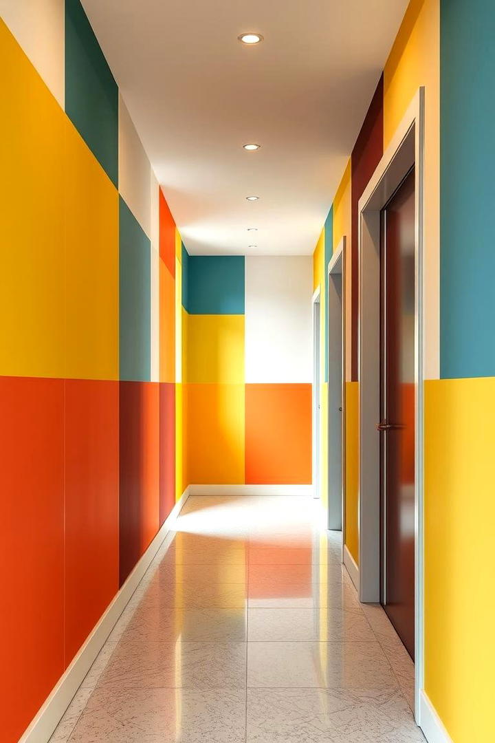 Color Block Creativity for a Vibrant Hallway - 30 Hallway Wallpaper Ideas