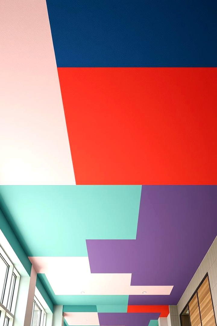 Color Blocked Ceiling - 30 Ceiling Paint Ideas