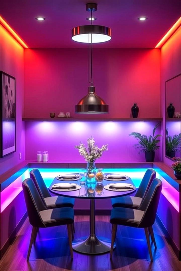 Color Changing LED Magic - 30 Small Dining Room Lighting Ideas