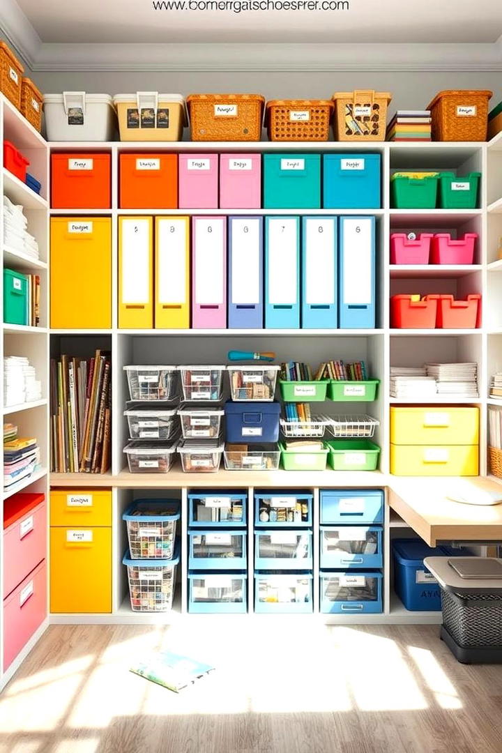 Color Coded Organization - 30 Homeschool Room Ideas