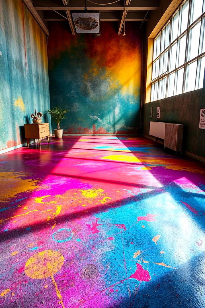 Color Infused Concrete Art - 30 Concrete Floor Ideas