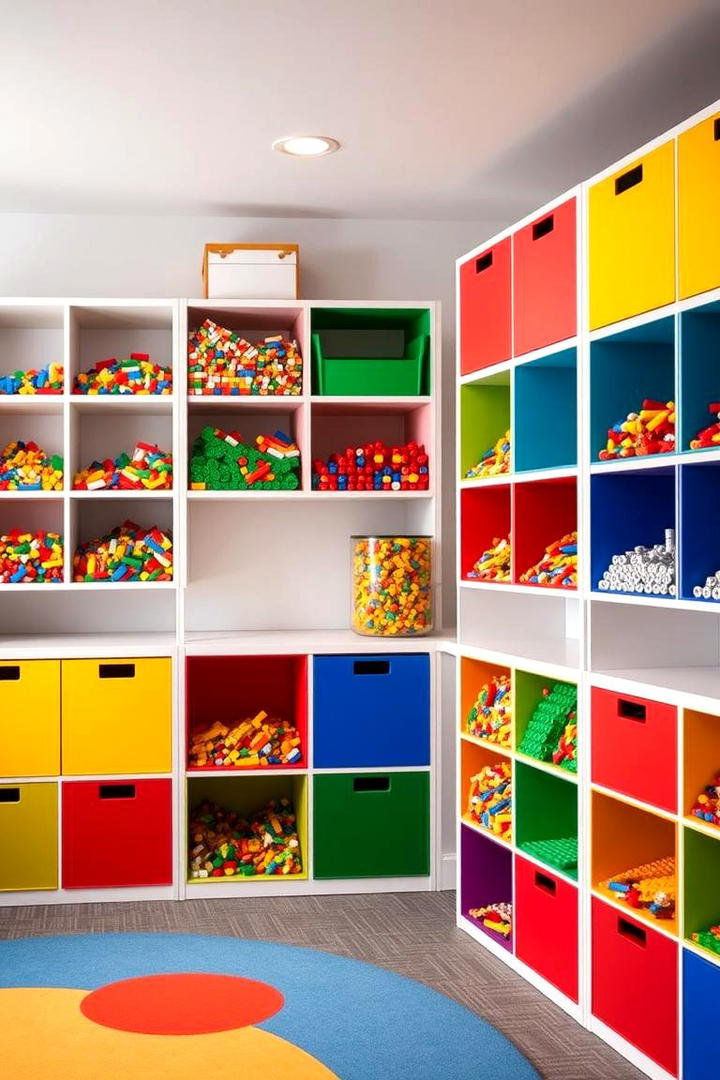 Color coded Storage Cubbies - 30 Lego Storage Ideas